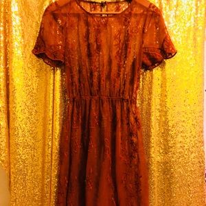 Wine red vintage inspired lace dress